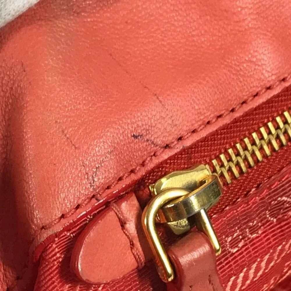 PRADA Braided Logo triangle logo plate Bag Tote Bag Hand Bag Nylon pink/White - Picture 12 of 14